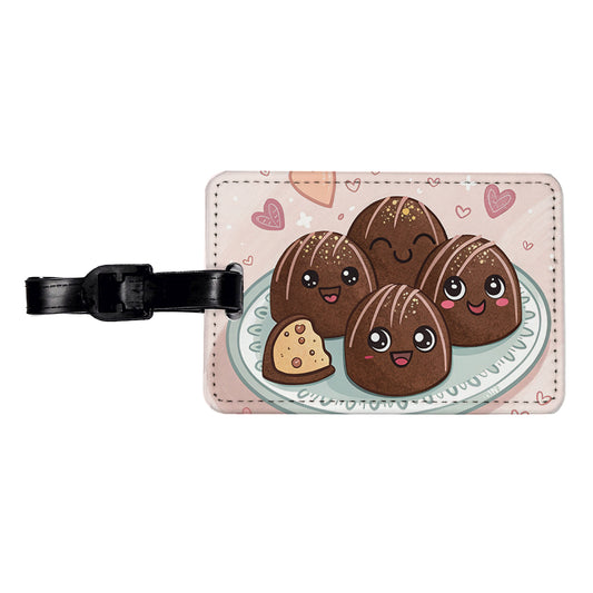 Kawaii Chocolate Truffles Travel Faux Leather Luggage Tag