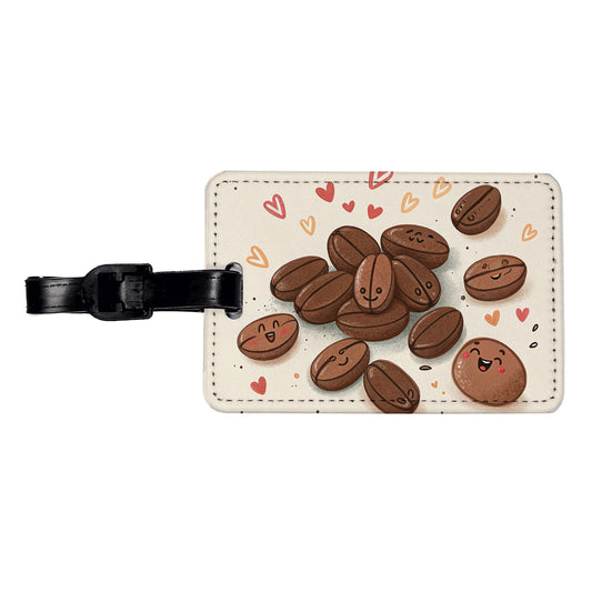 Kawaii Coffee Beans Travel Faux Leather Luggage Tag