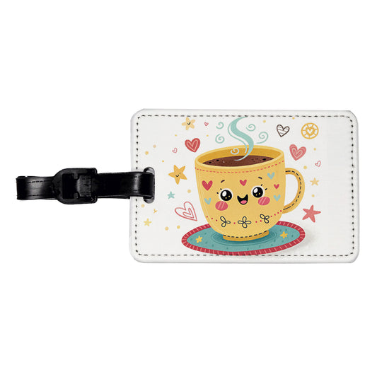 Kawaii Coffee Cup Travel Faux Leather Luggage Tag