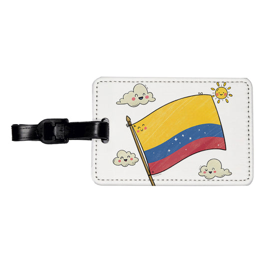 Kawaii Colombia Flag Travel Faux Leather Luggage Tag