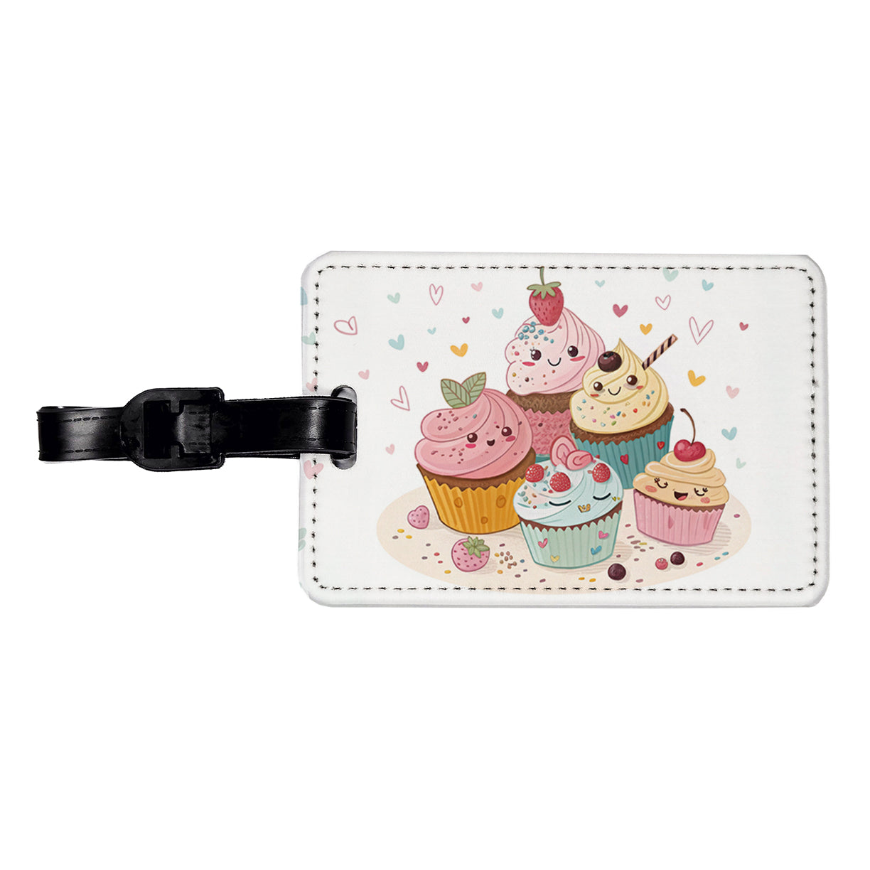 Kawaii Cupcakes Cute Travel Faux Leather Luggage Tag