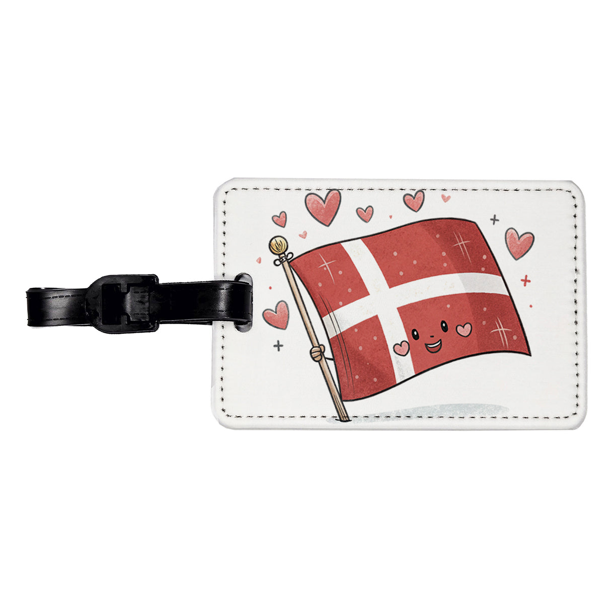 Kawaii Denmark Flag Travel Faux Leather Luggage Tag