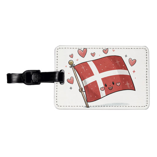 Kawaii Denmark Flag Travel Faux Leather Luggage Tag