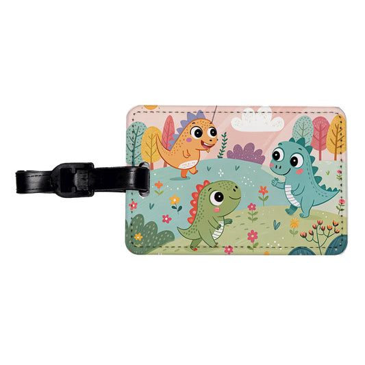 Kawaii Dinosaurs Travel Faux Leather Luggage Tag