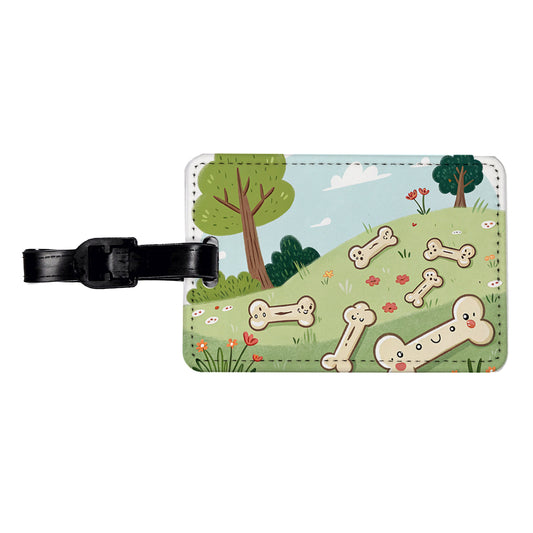 Kawaii Dog Bones Travel Faux Leather Luggage Tag