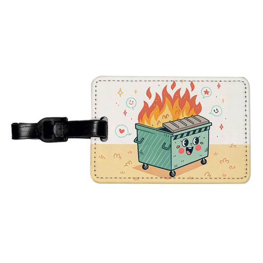 Kawaii Dumpster Fire Travel Faux Leather Luggage Tag