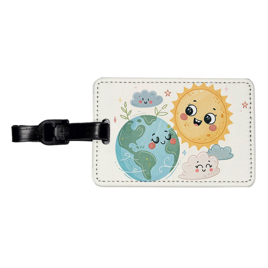 Kawaii Earth And Sun Travel Faux Leather Luggage Tag