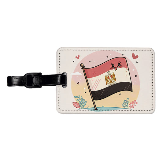 Kawaii Egypt Flag Travel Faux Leather Luggage Tag