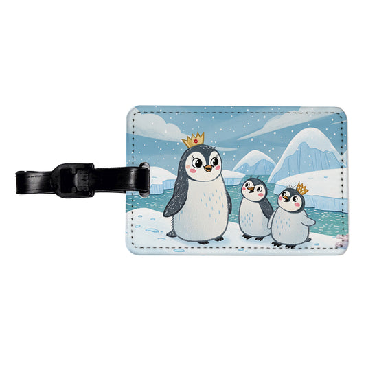 Kawaii Emperor Penguins Travel Faux Leather Luggage Tag