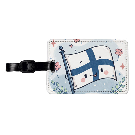 Kawaii Finland Flag Travel Faux Leather Luggage Tag