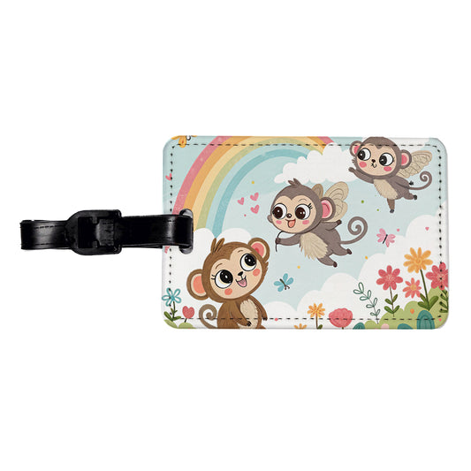 Kawaii Flying Monkeys Travel Faux Leather Luggage Tag