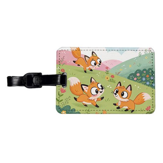 Kawaii Foxes Travel Faux Leather Luggage Tag