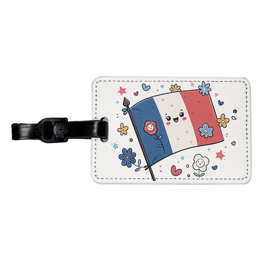 Kawaii France Flag Travel Faux Leather Luggage Tag