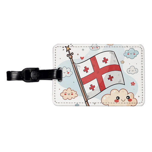 Kawaii Georgia Flag Travel Faux Leather Luggage Tag