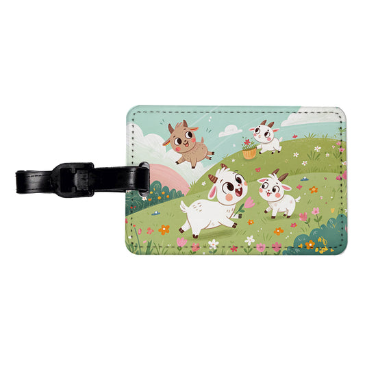 Kawaii Goats Travel Faux Leather Luggage Tag