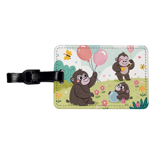 Kawaii Gorillas Travel Faux Leather Luggage Tag