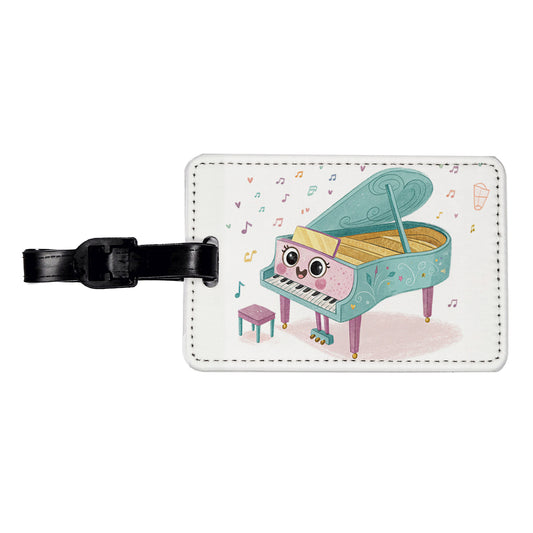 Kawaii Grand Piano Music Travel Faux Leather Luggage Tag