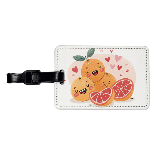 Kawaii Grapefruits And Hearts Travel Faux Leather Luggage Tag