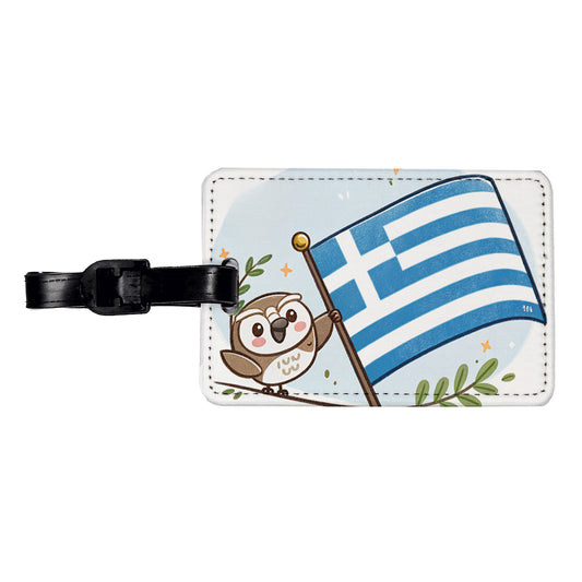 Kawaii Greece Flag Travel Faux Leather Luggage Tag