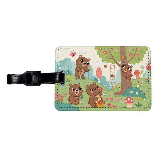 Kawaii Grizzly Bears Travel Faux Leather Luggage Tag