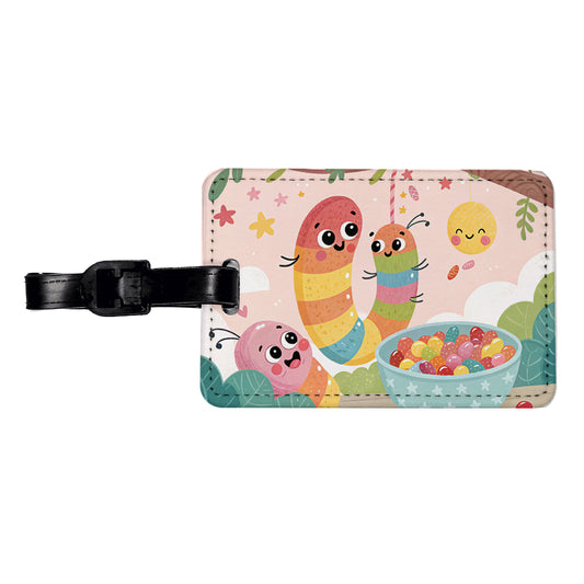 Kawaii Gummi Worms Jelly Beans Travel Faux Leather Luggage Tag
