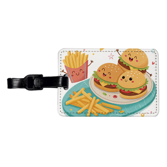 Kawaii Hamburgers And Fries Travel Faux Leather Luggage Tag