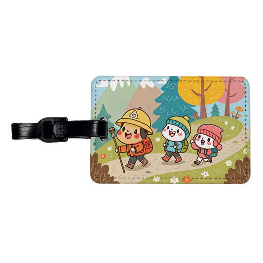 Kawaii Hiking Hikers Travel Faux Leather Luggage Tag