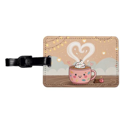 Kawaii Hot Cocoa Chocolate Travel Faux Leather Luggage Tag