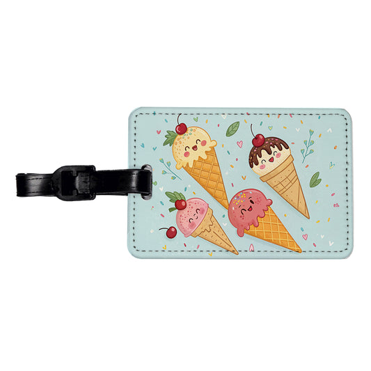 Kawaii Ice Cream Cones Travel Faux Leather Luggage Tag