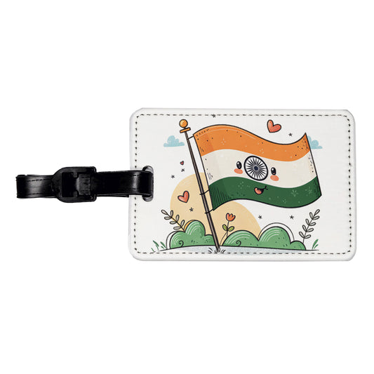 Kawaii India Flag Travel Faux Leather Luggage Tag