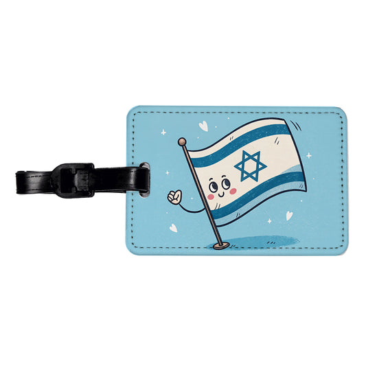 Kawaii Israel Flag Travel Faux Leather Luggage Tag