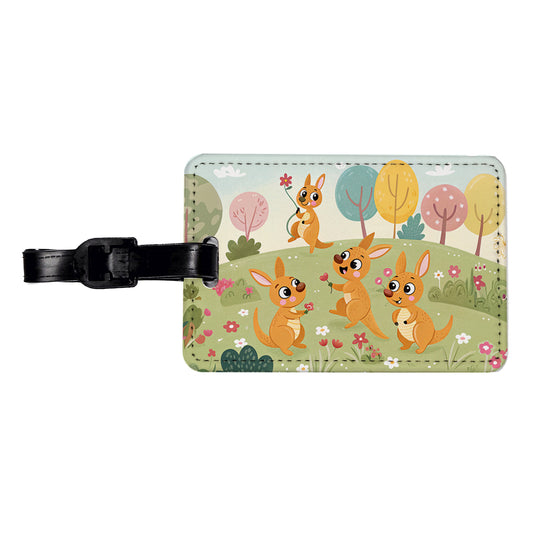 Kawaii Kangaroos Travel Faux Leather Luggage Tag