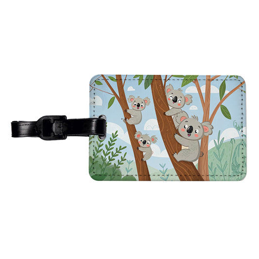 Kawaii Koala Bears Climbing Trees Travel Faux Leather Luggage Tag