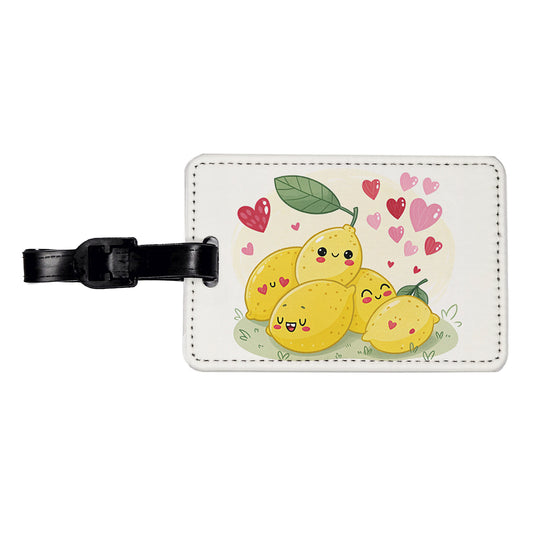 Kawaii Lemons And Hearts Travel Faux Leather Luggage Tag