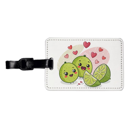 Kawaii Limes And Hearts Travel Faux Leather Luggage Tag