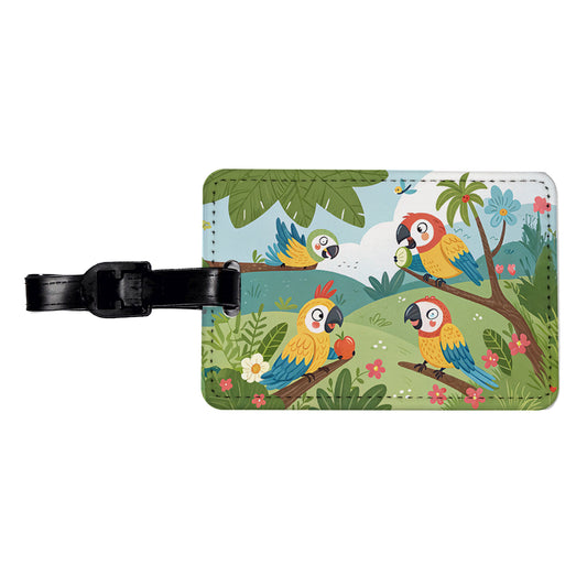 Kawaii Macaw Parrots Travel Faux Leather Luggage Tag