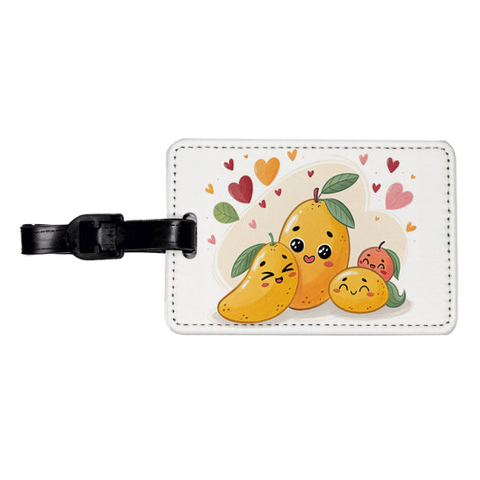 Kawaii Mangos And Hearts Travel Faux Leather Luggage Tag