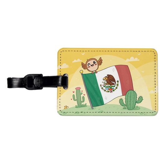 Kawaii Mexico Mexican Flag Travel Faux Leather Luggage Tag
