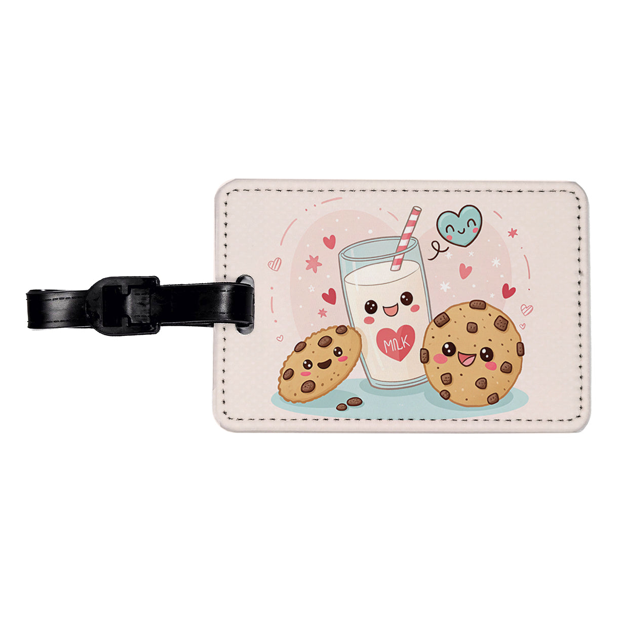 Kawaii Milk And Cookies Travel Faux Leather Luggage Tag
