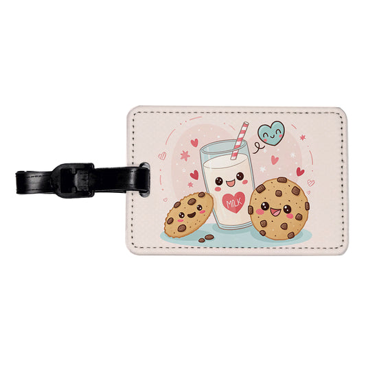 Kawaii Milk And Cookies Travel Faux Leather Luggage Tag