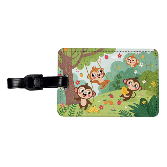 Kawaii Monkeys Travel Faux Leather Luggage Tag