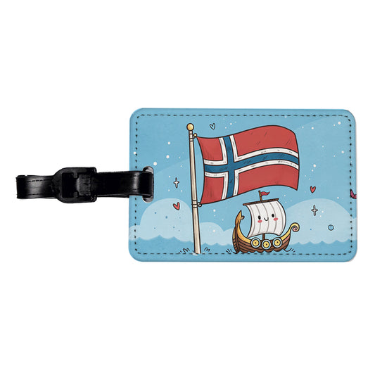 Kawaii Norway Flag Travel Faux Leather Luggage Tag