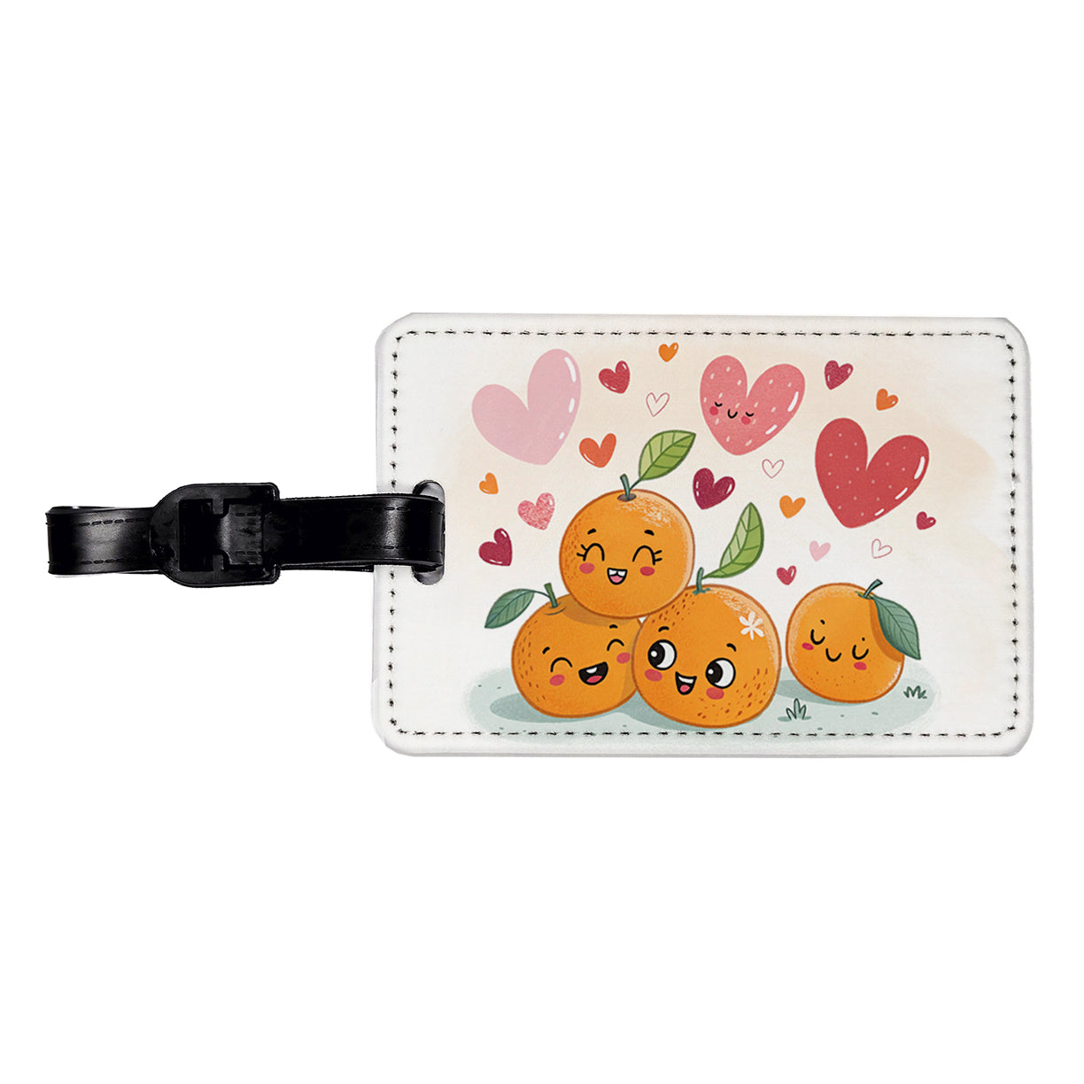 Kawaii Oranges And Hearts Travel Faux Leather Luggage Tag