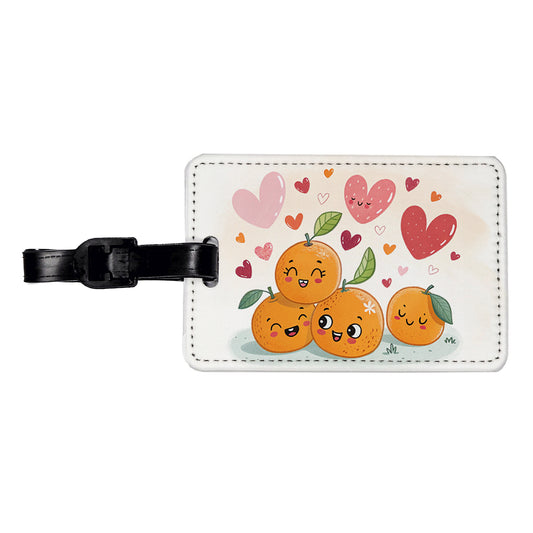 Kawaii Oranges And Hearts Travel Faux Leather Luggage Tag