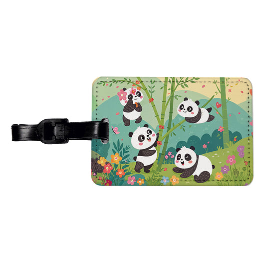 Kawaii Pandas Travel Faux Leather Luggage Tag