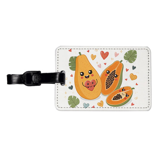Kawaii Papayas And Hearts Travel Faux Leather Luggage Tag