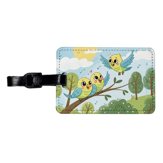 Kawaii Parakeets Travel Faux Leather Luggage Tag