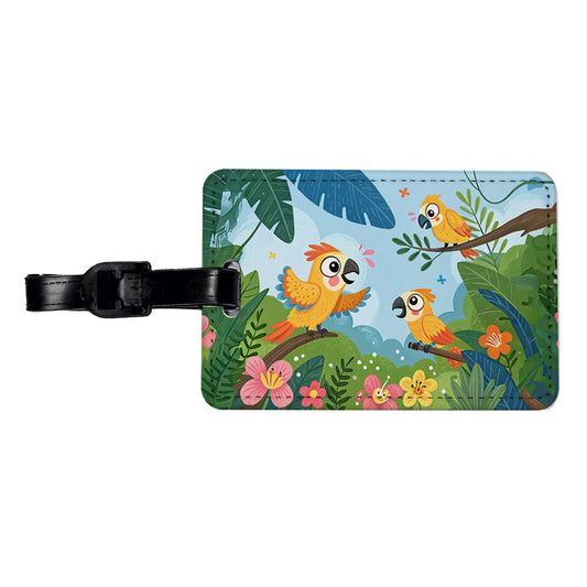 Kawaii Parrots Travel Faux Leather Luggage Tag