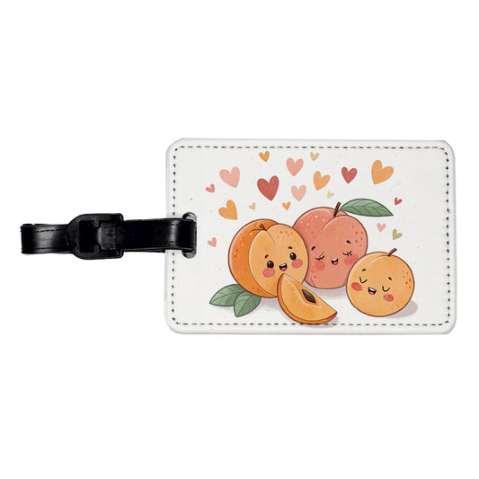 Kawaii Peaches And Hearts Travel Faux Leather Luggage Tag
