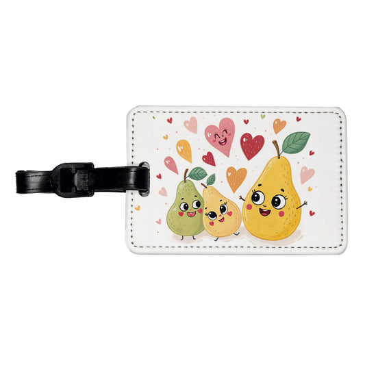 Kawaii Pears And Hearts Travel Faux Leather Luggage Tag